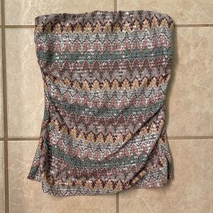 Multicolor Sequin Strapless Top